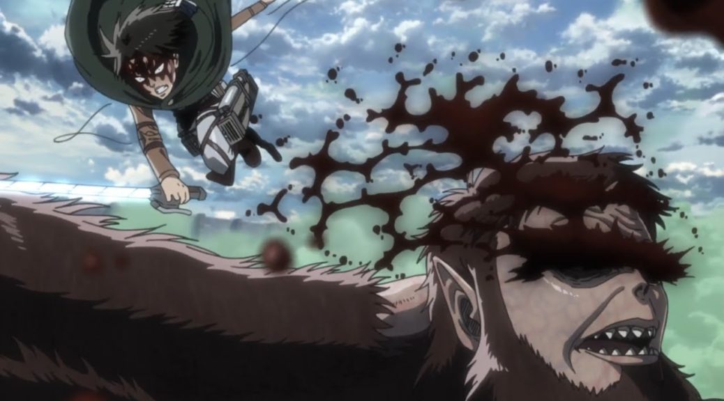 Levi cutting Beast Titan's eyes